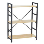 Light Oak Effect 3 Tier Small Shelf Unit with Black Finish Frame
