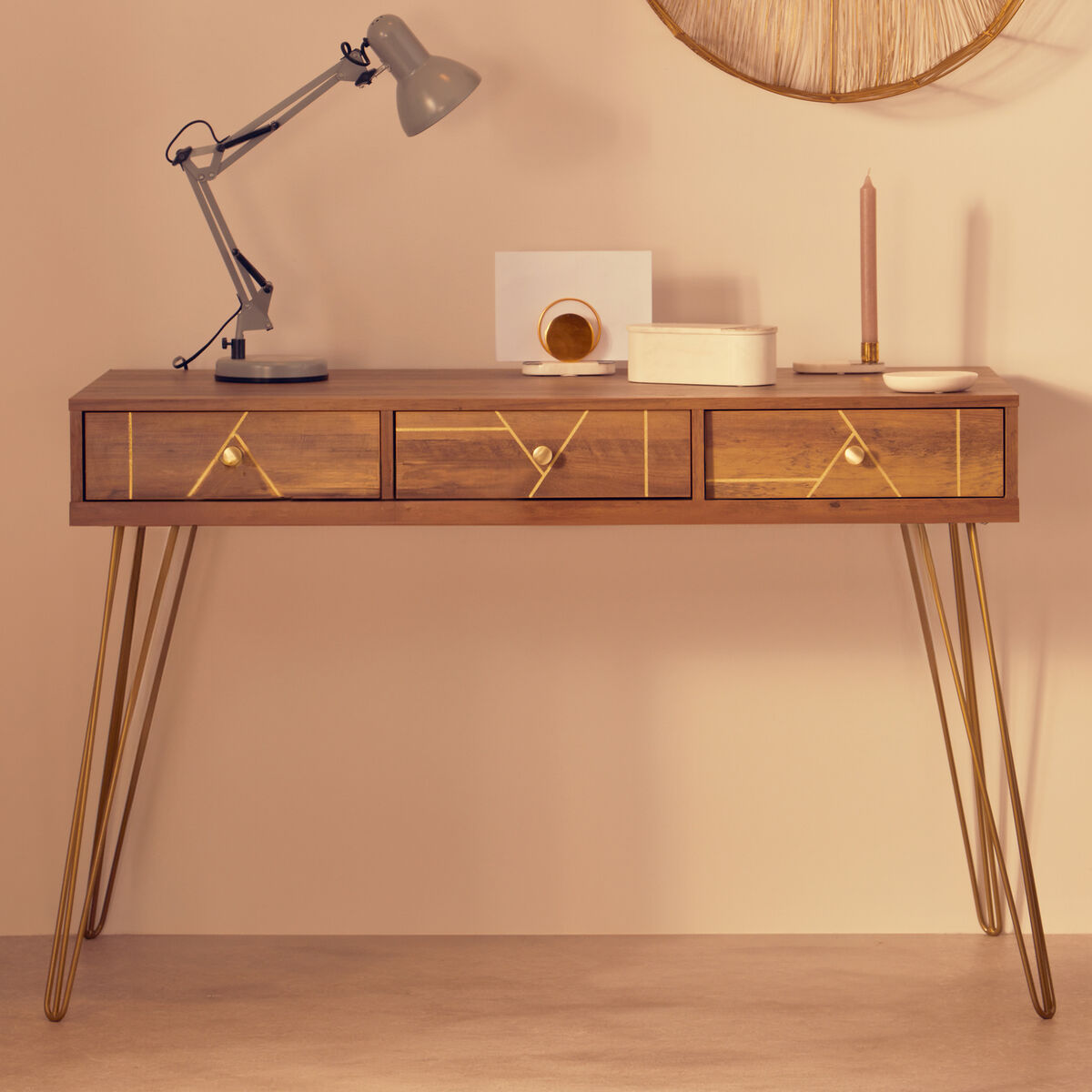 Wood Effect 3 Drawer Desk