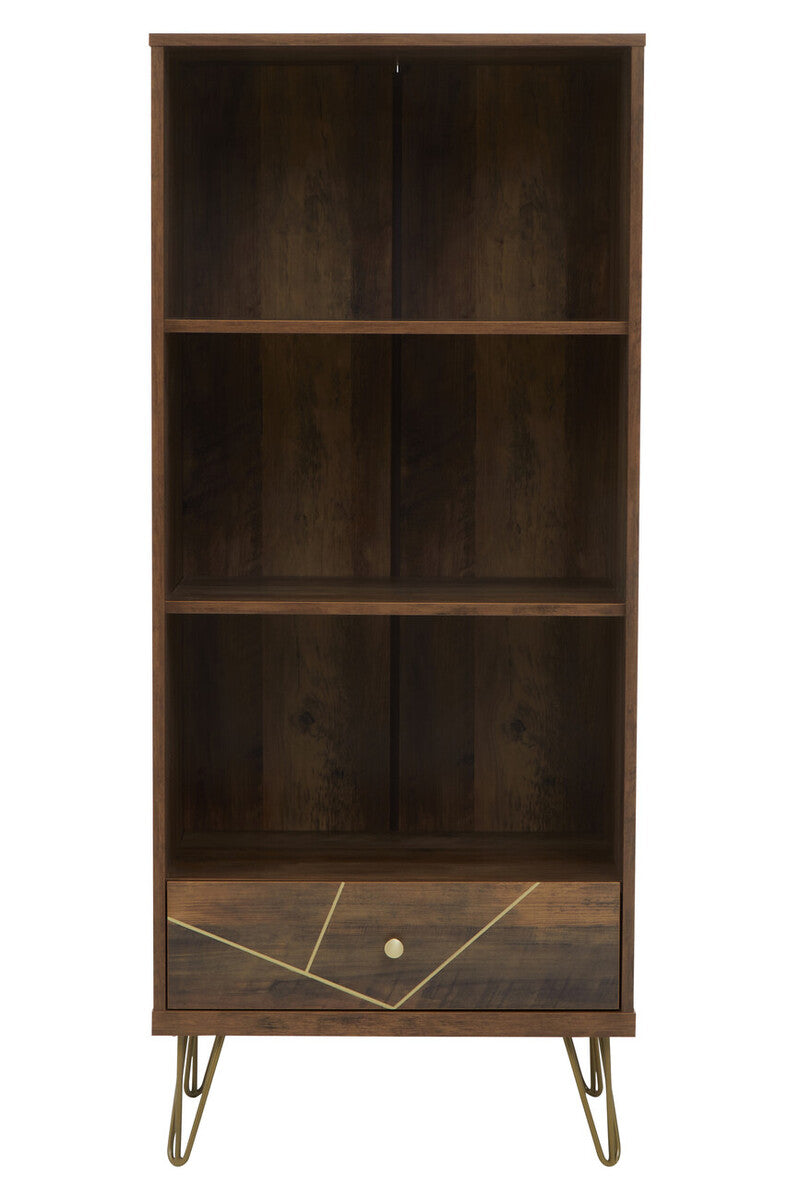 Wood Effect 3 Tier Shelf Unit with Drawer