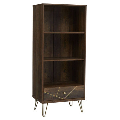 Wood Effect 3 Tier Shelf Unit with Drawer