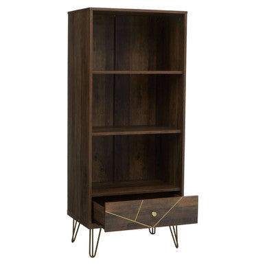 Wood Effect 3 Tier Shelf Unit with Drawer
