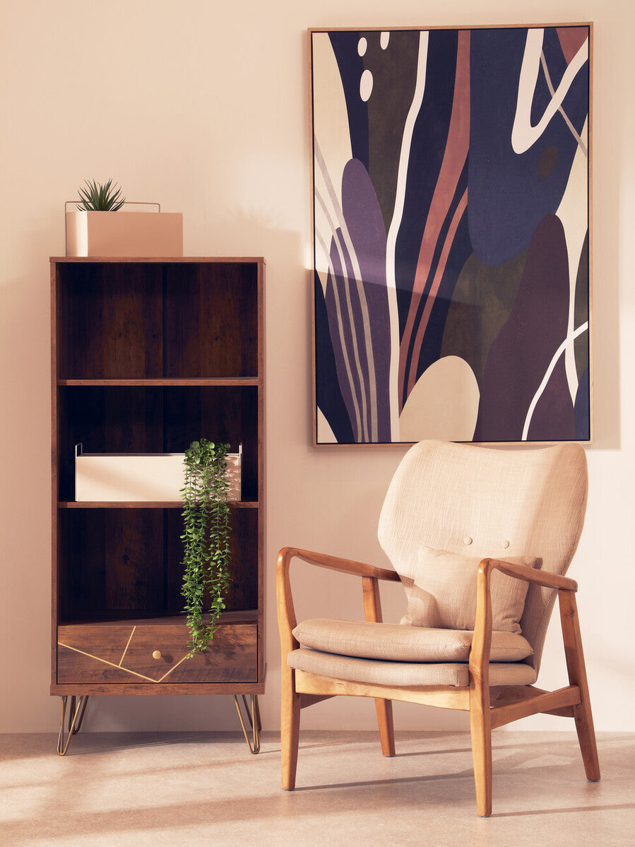 Wood Effect 3 Tier Shelf Unit with Drawer