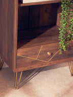 Wood Effect 3 Tier Shelf Unit with Drawer