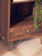 Wood Effect 3 Tier Shelf Unit with Drawer