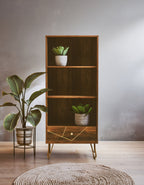 Wood Effect 3 Tier Shelf Unit with Drawer