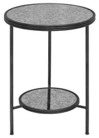 Antique Mirrored Glass 2 Tier Round Side Table