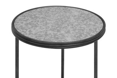 Antique Mirrored Glass 2 Tier Round Side Table