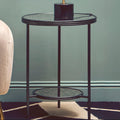 Antique Mirrored Glass 2 Tier Round Side Table