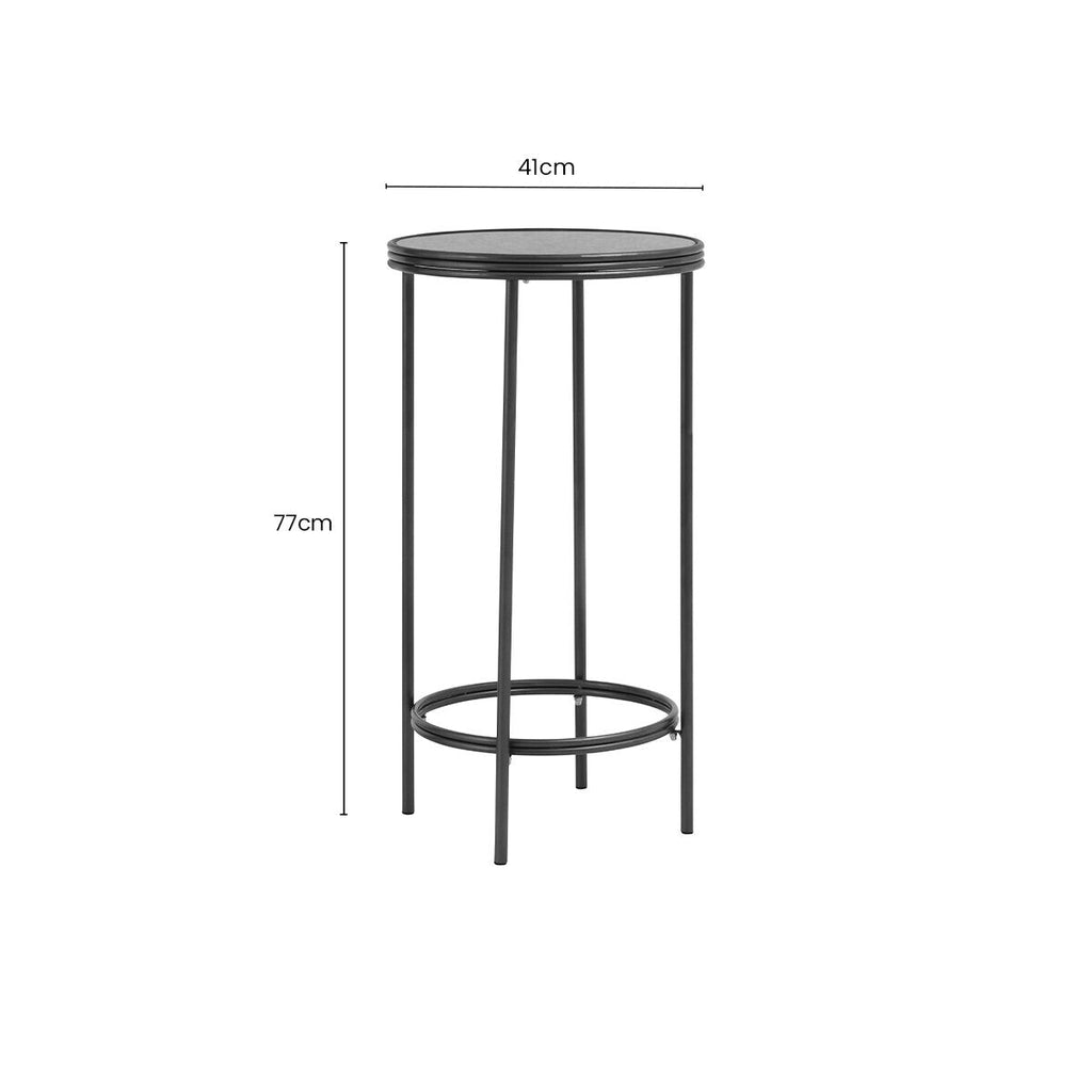 Antique Mirrored Glass 2 Tier Tall Side Table