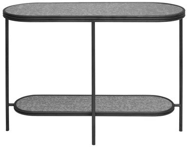 Black Wooden Top Rectangular Console Table with Metal Frame