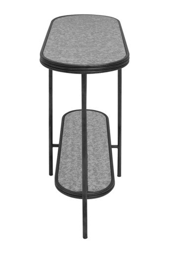 Black Wooden Top Rectangular Console Table with Metal Frame