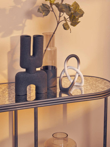 Black Wooden Top Rectangular Console Table with Metal Frame