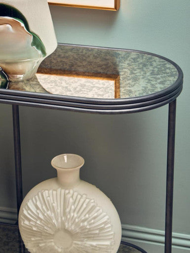 Black Wooden Top Rectangular Console Table with Metal Frame