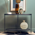 Black Wooden Top Rectangular Console Table with Metal Frame