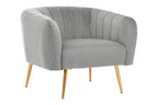 Grey Velvet Accent Chair with Channel Tufting