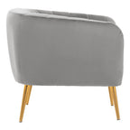 Grey Velvet Accent Chair with Channel Tufting