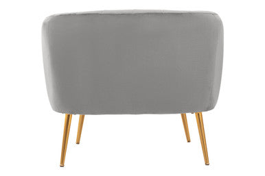 Grey Velvet Accent Chair with Channel Tufting