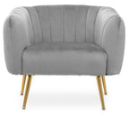 Grey Velvet Accent Chair with Channel Tufting