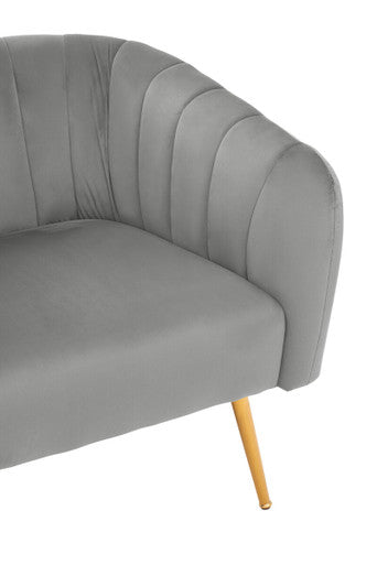 Grey Velvet Accent Chair with Channel Tufting