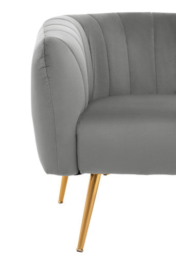 Grey Velvet Accent Chair with Channel Tufting
