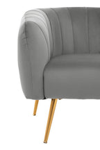 Grey Velvet Accent Chair with Channel Tufting