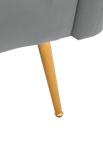 Grey Velvet Accent Chair with Channel Tufting