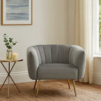 Grey Velvet Accent Chair with Channel Tufting