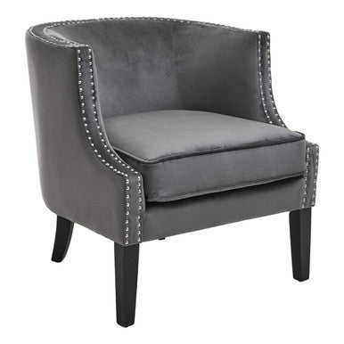 Studded Grey Velvet Chair