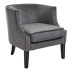 Studded Grey Velvet Chair