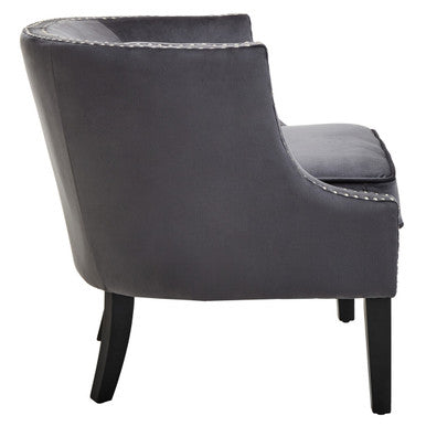 Studded Grey Velvet Chair