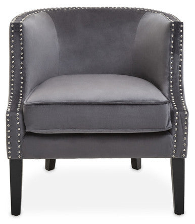 Studded Grey Velvet Chair