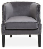 Studded Grey Velvet Chair
