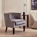 Studded Grey Velvet Chair