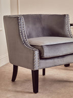 Studded Grey Velvet Chair