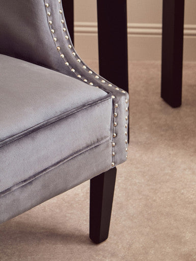 Studded Grey Velvet Chair