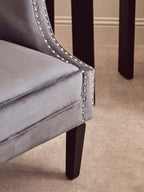 Studded Grey Velvet Chair