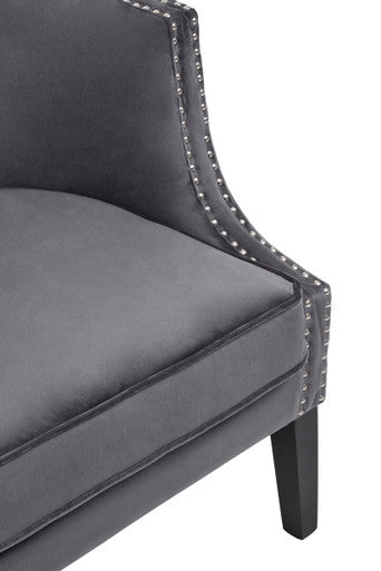 Studded Grey Velvet Chair