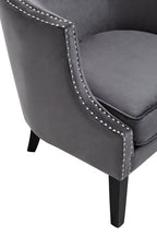 Studded Grey Velvet Chair