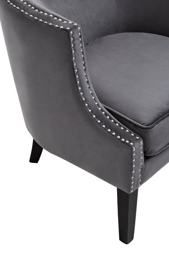 Studded Grey Velvet Chair