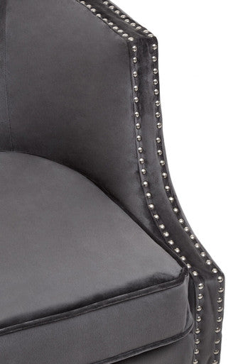 Studded Grey Velvet Chair