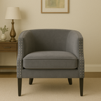 Studded Grey Velvet Chair