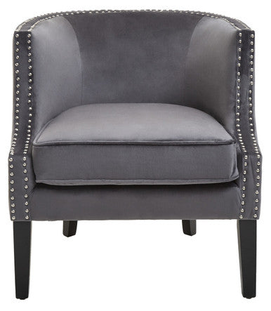 Studded Grey Velvet Chair