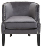 Studded Grey Velvet Chair