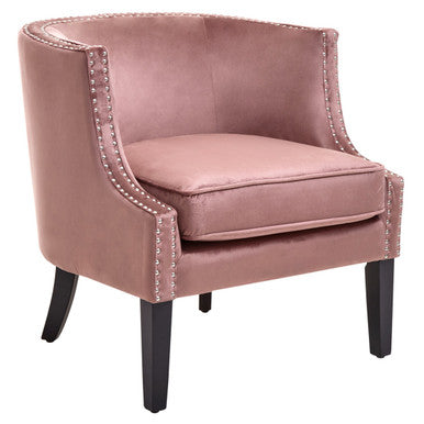 Pink Velvet Chair with Button Tufting