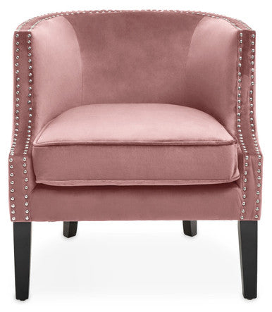 Pink Velvet Chair with Button Tufting