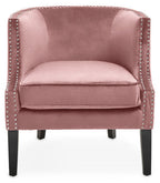 Pink Velvet Chair with Button Tufting