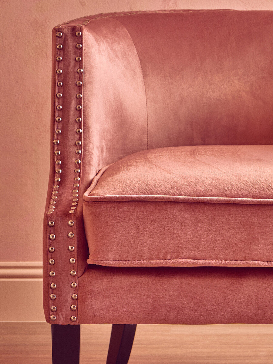 Pink Velvet Chair with Button Tufting