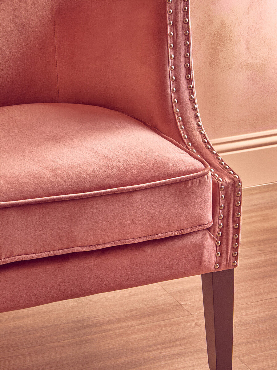 Pink Velvet Chair with Button Tufting