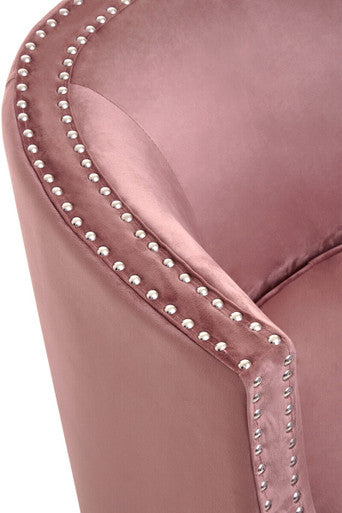 Pink Velvet Chair with Button Tufting