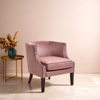 Pink Velvet Chair with Button Tufting